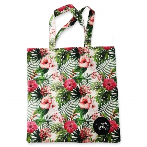 Eco Tote Bag Pink and White Hibiscus Flower (White) Eco Tote Bag Pink and White Hibiscus Flower (White)