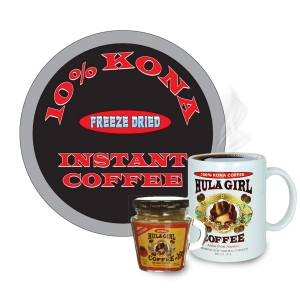 Hula Girl 10% Kona Freeze Dried Instant Coffee Jar with handle (40g)