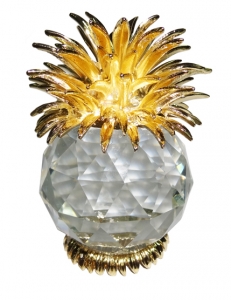 Crystal Figurine Handmade Glass Pineapple Paperweight with Round Base Xmas Gift 