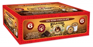 Hula Girl 10% Kona Chocolate Flavored Coffee Box of 6 K-Cups Hula Girl 10% Kona Chocolate Flavored Coffee Box of 6 K-Cups