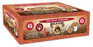 Hula Girl 10% Kona Cinnamon Flavored Coffee Box of 6 K-Cups Hula Girl 10% Kona Cinnamon Flavored Coffee Box of 6 K-Cups
