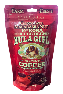 Hula Girl 10% Kona Coffee Blend Chocolate Macadamia Nut 5oz Hula Girl 10% Kona Coffee Blend Chocolate Macadamia Nut 5oz