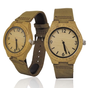 Handmade Wooden Watch Made with Natural Acacia Koa Wood with Brown Cowhide Leather Strap Kahala Brand - HGW-23AK39