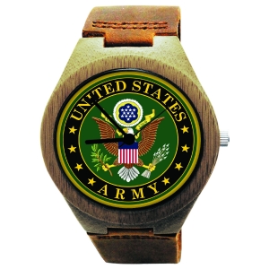 Handmade Wooden Watch Made with Natural Bamboo Wood with US Army Seal Kahala Wooden Watch Made with Natural Bamboo Wood with US Army Seal