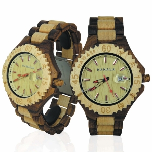 Handmade Wooden Watch Made with Maple and Zebra Wood - Kahala Brand # 10