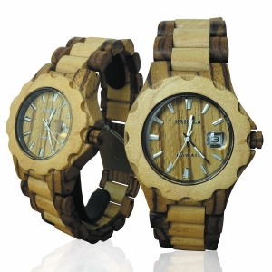 Kahala handmade wooden watch made with walnut and zebra wood Handmade Wooden Watch Made with Walnut and Zebra Wood - Kahala Brand # 35
