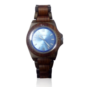 Kahala Wooden Watch Made with Black and Red Sandalwood with Sunray Blue Face Handmade Wooden Watch Made with Black and Red Sandalwood with Sunray Blue Face