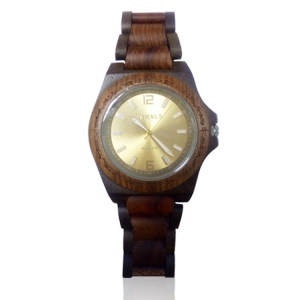 Kahala Handmade Wood Watch Made with Red and Black Sandalwood with Sunray Gold Face Handmade Wood Watch Made with Red and Black Sandalwood Sunray Gold Face
