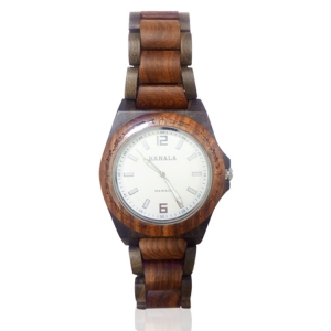Kahala Wooden Watch Made with Black and Red Sandalwood with Matte White face Handmade Wooden Watch Made with Black and Red Sandalwood Matte White face - Kahala2RBSW