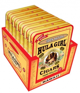 Hula Girl 100% Natural Small Cigar Box of 7 Tins with 8 Mini Cigars Each