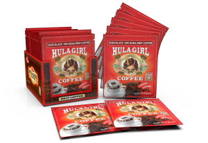 Hula Girl Chocolate 10% Kona Drip Coffee Pack of 50 Sachets Hula Girl Chocolate 10% Kona Drip Coffee Pack of 50 Sachets