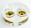 Hula Girl Two Cigar Crystal Ashtray w/Petroglyph