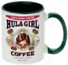 Hula Girl Coffee 11oz Mug Two Tone Green Inner and Handle