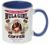 Hula Girl Coffee 11oz Mug Two Tone Blue Inner and Handle