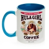 Hula Girl Coffee 11oz Mug Two Tone Light Blue Inner and Handle