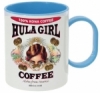 Hula Girl Coffee 11oz Mug Two Tone Light Blue Inner and Handle