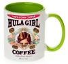 Hula Girl Coffee 11oz Mug Two Tone Light Green Inner and Handle