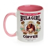 Hula Girl Coffee 11oz Mug Two Tone Pink Inner and Handle Hula Girl Coffee 11oz Mug Two Tone Pink Inner and Handle