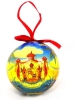 Christmas ball designed with Hawaiian coat of arms with red silk ribbon Christmas ball showing coat of arms of Hawaii