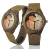 Handmade Kahala Wooden Watch made with natural acacia koa wood with Hawaiian girl's image Handmade Kahala Wooden Watch Made With Natural Acacia Koa Wood with Hawaiian Artwork - HGW204
