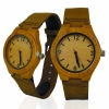 Handmade Wooden Lady Watch Made with Natural Bamboo Wood in Brown Cowhide Leather Strap Kahala Brand- 23B HGW-23B39