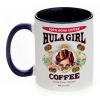 Hula Girl Coffee 11oz Mug Two Tone Blue Inner and Handle Hula Girl Coffee 11oz Mug Two Tone Blue Inner and Handle