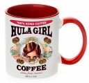 Hula Girl Coffee 11oz Mug Two Tone Red Inner and Handle
