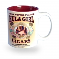 Hula Girl Mug with Cigar Logo Two Tone Maroon 11oz