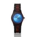 Handmade Wooden Watch made with Red and Black Sandalwood with Blue Face 