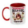 Hula Girl Coffee 11oz Mug Two Tone Red Inner and Handle